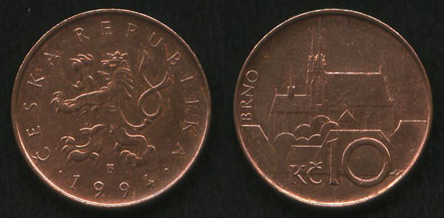 10 крон<br> 1994 год<br> Чехия