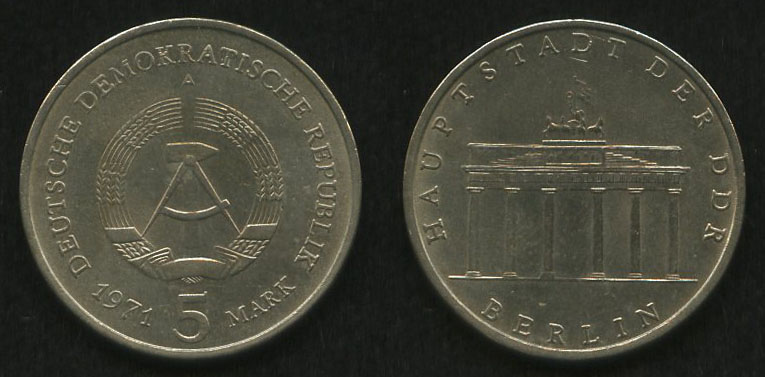 5 марок<br> 1971 год<br> ГДР