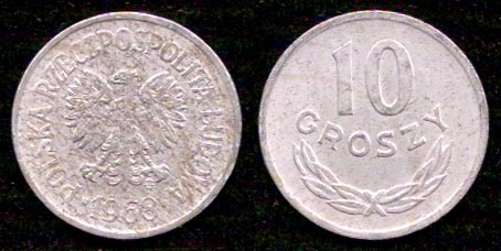 10 грошей<br> 1968 год<br> Польша<br> POLSKA RZECZPOSPOLITA LUDOWA 1968 10 GROSZY