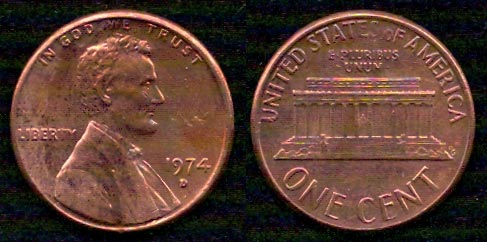 1 цент<br> 1974 год<br> США