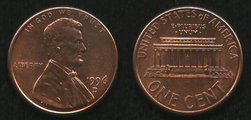 1 цент<br> 1996 год<br> США